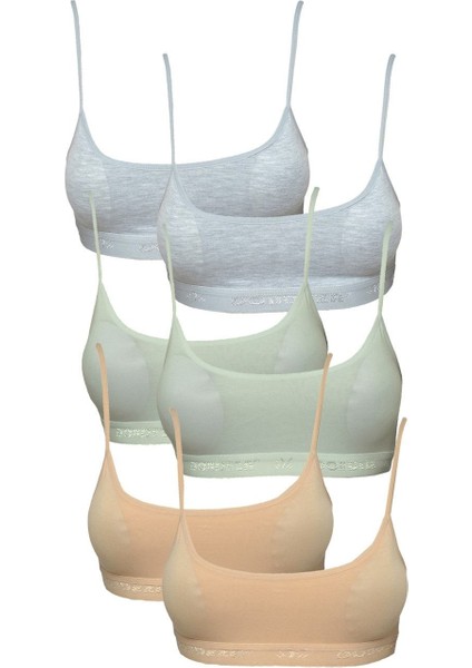 Pedli Ip Askılı Gri Krem ve Ten Büstiyer 6 Adet