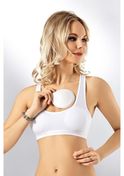 Kadın Beyaz Kalın Askılı Pedil Büstiyer 6314