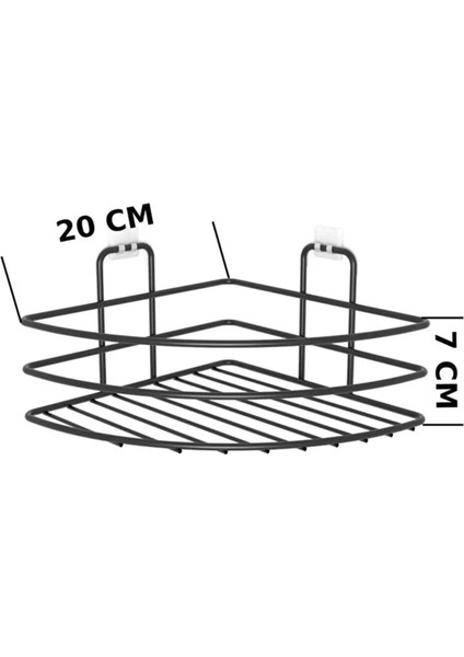 Buffer® Kendiliğinden Yapışkanlı Montaj Gerektirmeyen Tek Katlı Banyo Askı Köşe Şampuanlık Siyah indirimleri
