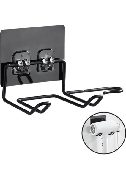 Buffer® Fön Makine Askısı Siyah Yapışkanlı Fön Makine Tutucu