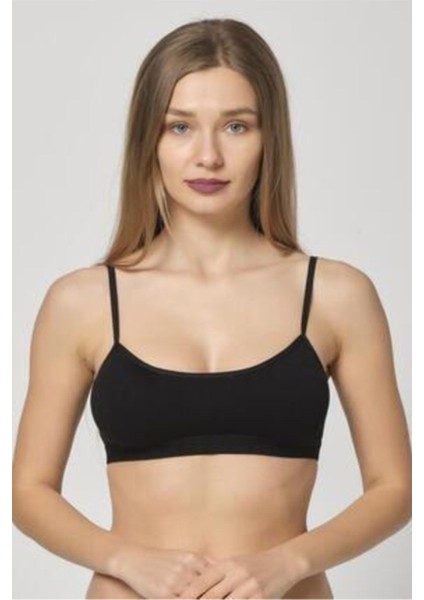 Kadın Siyah Ip Askılı Pedli Büstiyer 3'lü