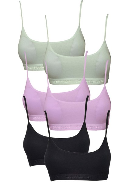 Pedli Ip Askılı Krem Pembe ve Siyah Büstiyer 6 Adet