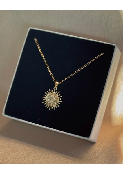 Çelik Kaplama Gold Güneş Kolye
