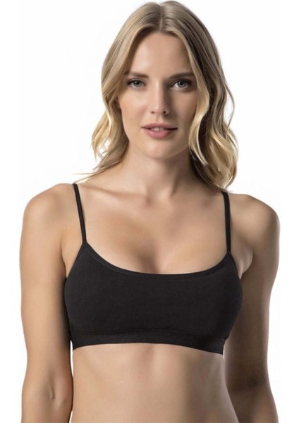 Siyah Ip Askı Pedli Kadın Büstiyer