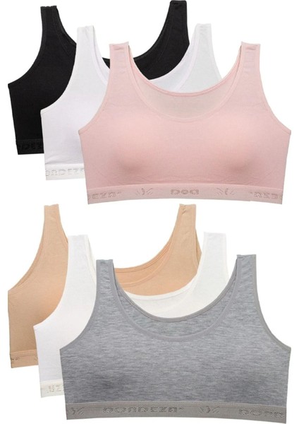 Genç Kız Pedli Kalın Askı Düz Ilk Sütyen Büstiyer 6'lı