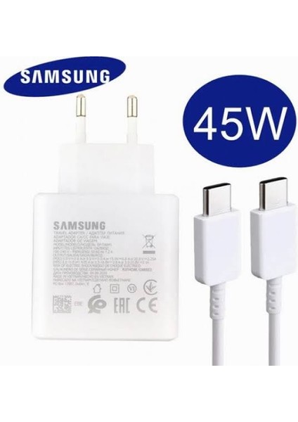 Samsung A ve Galaxy Uyumlu 45W Şarj Aleti Beyaz Set indirimleri