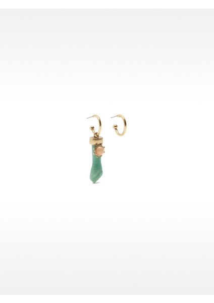 Asimetrik Taşlı Halka Küpe