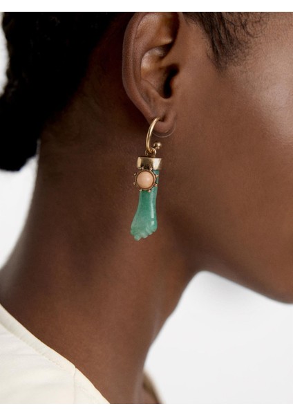 Asimetrik Taşlı Halka Küpe fiyatları