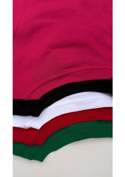 5'li Basic Kadın Tshirt (Pembe,beyaz,siyah,yeşil,kırmızı)