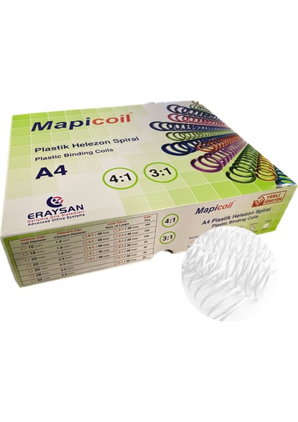 Beyaz 45MM Plastik Spiral Helezon 50 Adet, Dayanıklı ve Şık Tasarım.