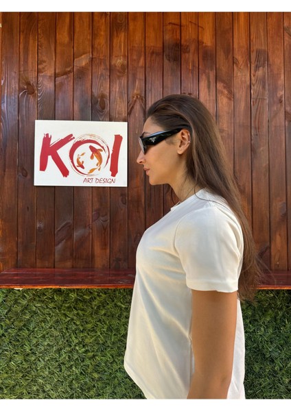 Basic Baskısız Düz Model / Kadın Ekru Renk T-Shirt modelleri