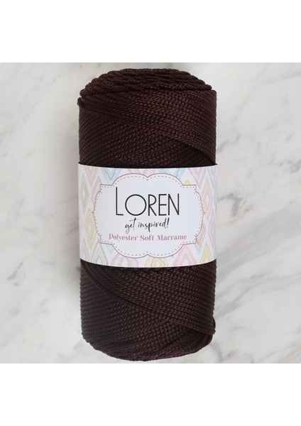 Loren Polyester Soft Macrame Koyu Kahverengi El Örgü Ipi - LM034 - 34440