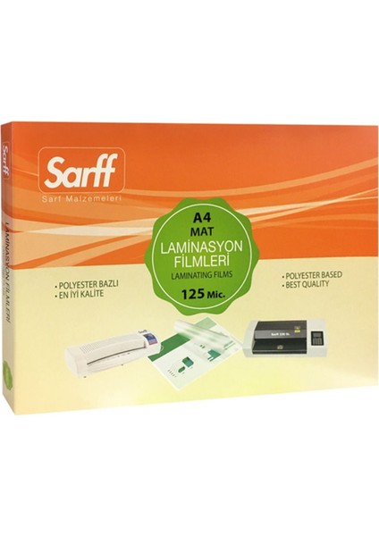 Mat Laminasyon Film Seti, A4, 100 Adet, 125 Mikron, Kaliteli ve Dayanıklı Çözümler