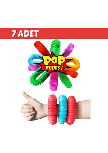 7’li Pop Tubes Seti – Renkli Esnek Spiral Boru Oyuncak – Duyu Geliştirici Eğitici Oyuncak