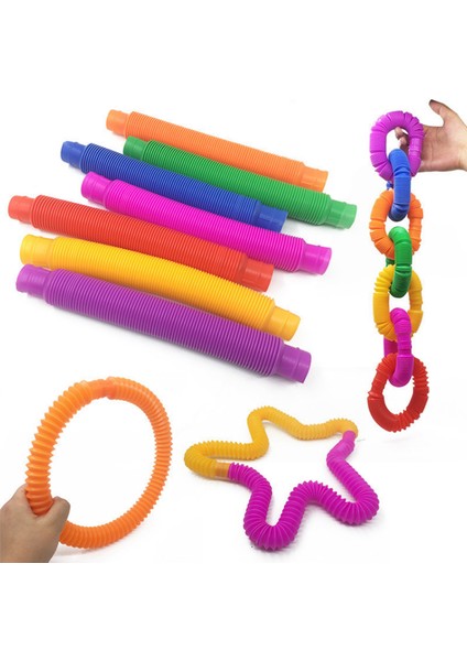 7’li Pop Tubes Seti – Renkli Esnek Spiral Boru Oyuncak – Duyu Geliştirici Eğitici Oyuncak
