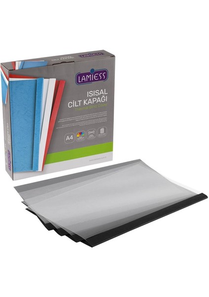 12 mm Siyah Isısal Cilt Kapağı, 50'li Paket