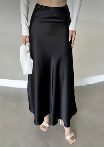 Kadın Şık Saten Kemeri Lastikli 95CM Kloş Maxi Boy Etek fiyatları