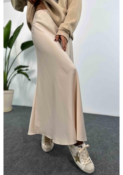Lüks Saten Kumaş Beli Lastikli Etek Satin Skirt fiyatları