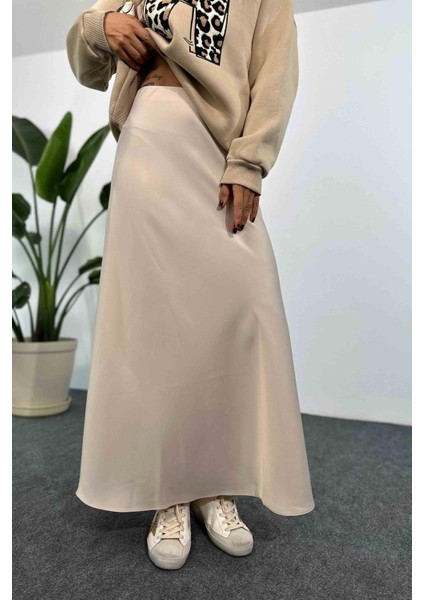 Lüks Saten Kumaş Beli Lastikli Etek Satin Skirt modelleri