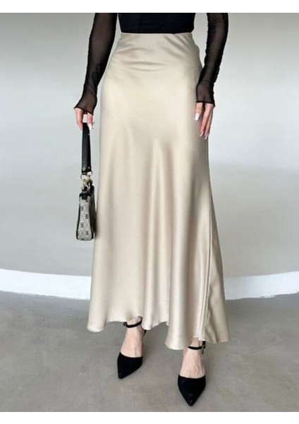 Yeni Moda Lüks Kalite Beli Lastikli Maxi Boy Uzun Saten Etek 100 cm fırsatları