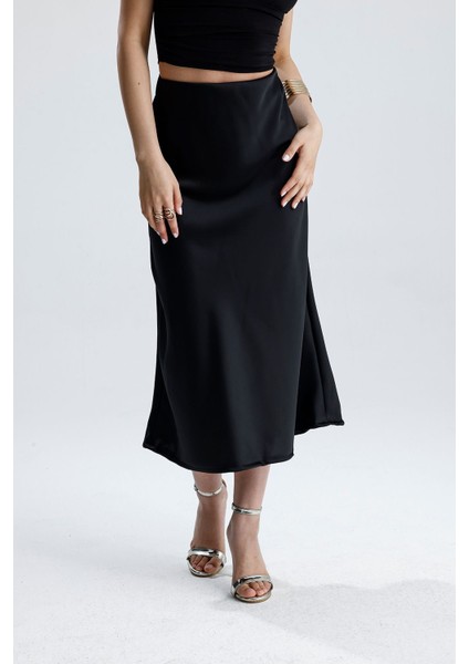 Kadın Yüksek Bel Saten Midi Boy Etek fırsatları