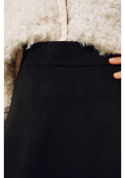 Kadın Siyah Yüksek Bel Süet Mevlana Etek fırsatları