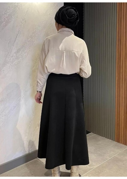 A Line Kadın Siyah Yüksek Bel Süet Mevlana Etek 0021 fırsatları