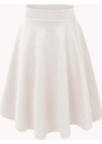 Beyaz- Siyah Scuba Kız Çocuk Kloş Etek