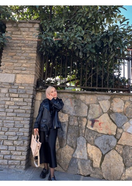 Kadın Lüx Uzun Boy Siyah Saten Etek Parlak Trend Model modelleri