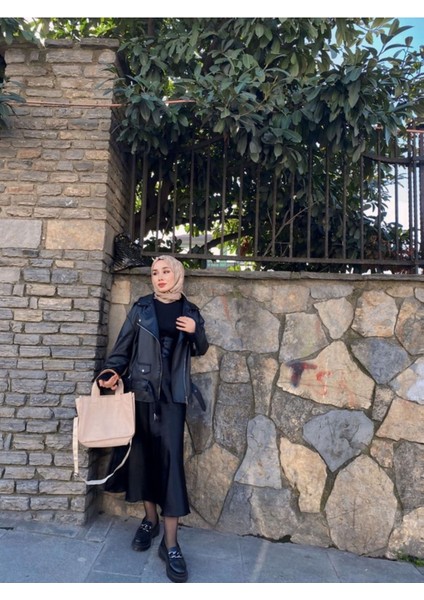 Kadın Lüx Uzun Boy Siyah Saten Etek Parlak Trend Model fırsatları