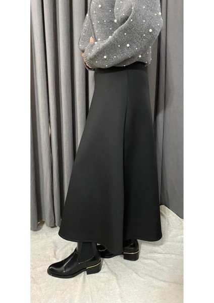 Kadın Siyah Scuba Kumaş Puf Kloş Tesettür ve Günlük Etek BOY:94-95CM (Kemeri Lastiklidir) fırsatları