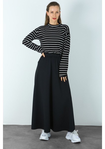 Kadın Siyah Scuba Kloş Etek fırsatları