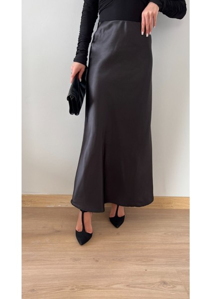 Kadın Uzun Saten Etek Maxi Boy