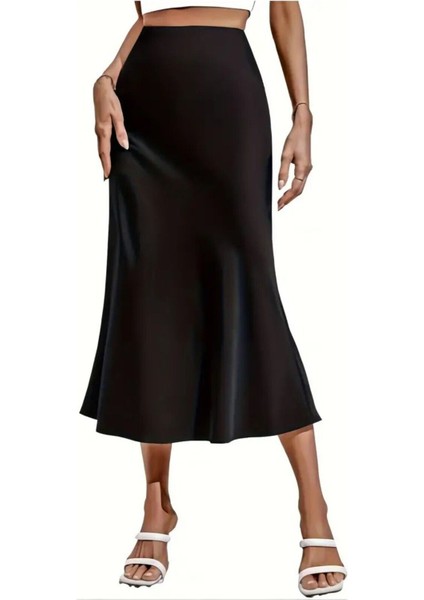Siyah Bel Lastikli A Line Saten Etek fiyatları