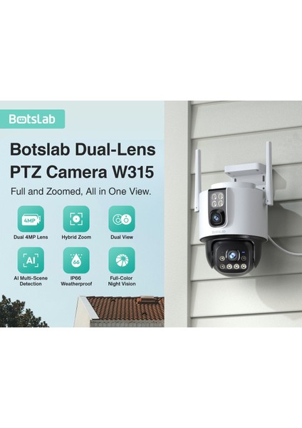 Botslab W315 4mp Çift Lens Wifi Ip Kamera Aı Destekli Gece Görüş Hybrid Zoom 360° IP66 Kamera fiyatları