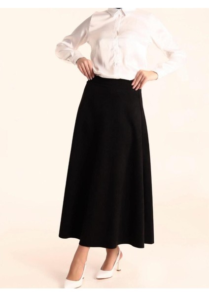 Hafif Likralı Süet Kumaş Yüksek Bel Kiloş Uzun Etek 0096 modelleri