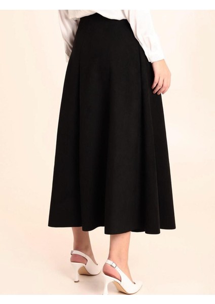 Hafif Likralı Süet Kumaş Yüksek Bel Kiloş Uzun Etek 0096 fırsatları