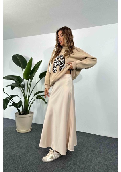 Lüks Saten Kumaş Beli Lastikli Etek Satin Skirt fırsatları