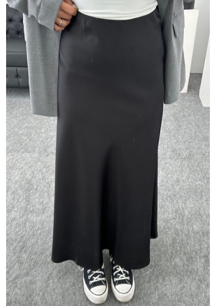 Şık Saten Kumaş Beli Lastikli Uzun 95CM Çan Etek fiyatları