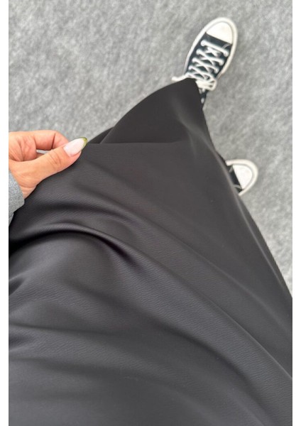 Şık Saten Kumaş Beli Lastikli Uzun 95CM Çan Etek modelleri