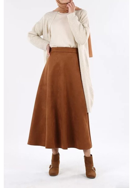 Düz Mevlana Süet Etek Kadın