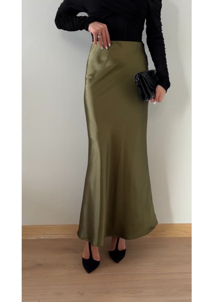Kadın Saten Etek Maxi Boy