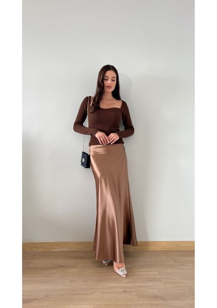 Kadın Saten Etek Maxi Boy