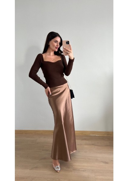 Kadın Saten Etek Maxi Boy modelleri