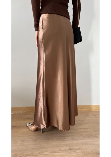 Kadın Saten Etek Maxi Boy