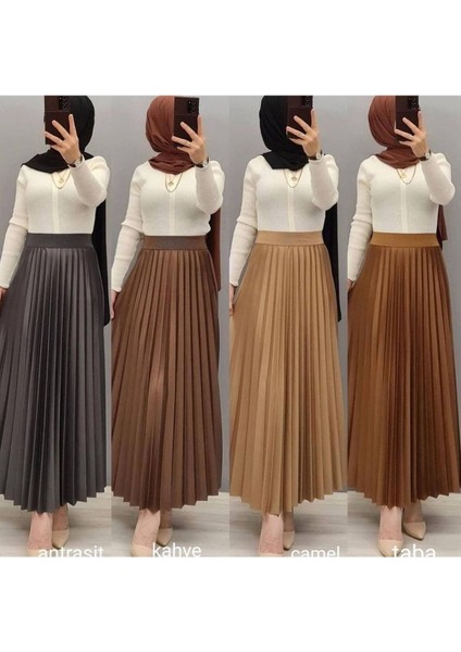 Moda Kadın Beli Lastikli Piliseli Camel Etek fiyatları