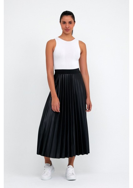 Kadın Siyah Beli Lastikli Piliseli Etek fiyatları