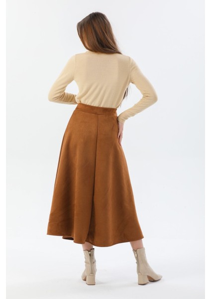 Kadın Taba Yüksek Bel Süet Mevlana Etek modelleri