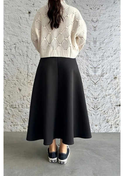 Siyah Scuba Klot Etek fırsatları