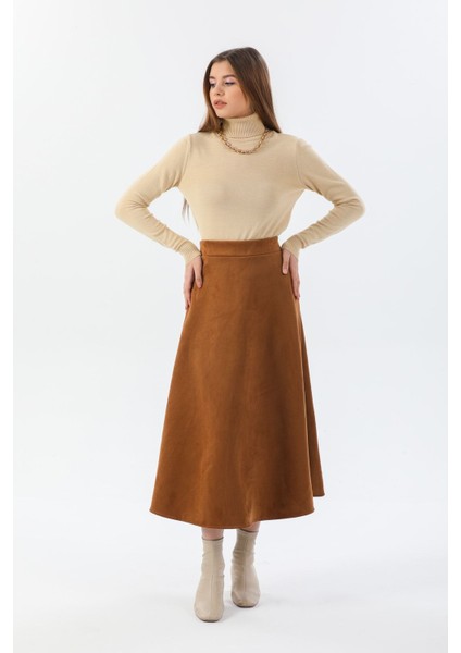 Kadın Taba Yüksek Bel Süet Mevlana Etek fiyatları